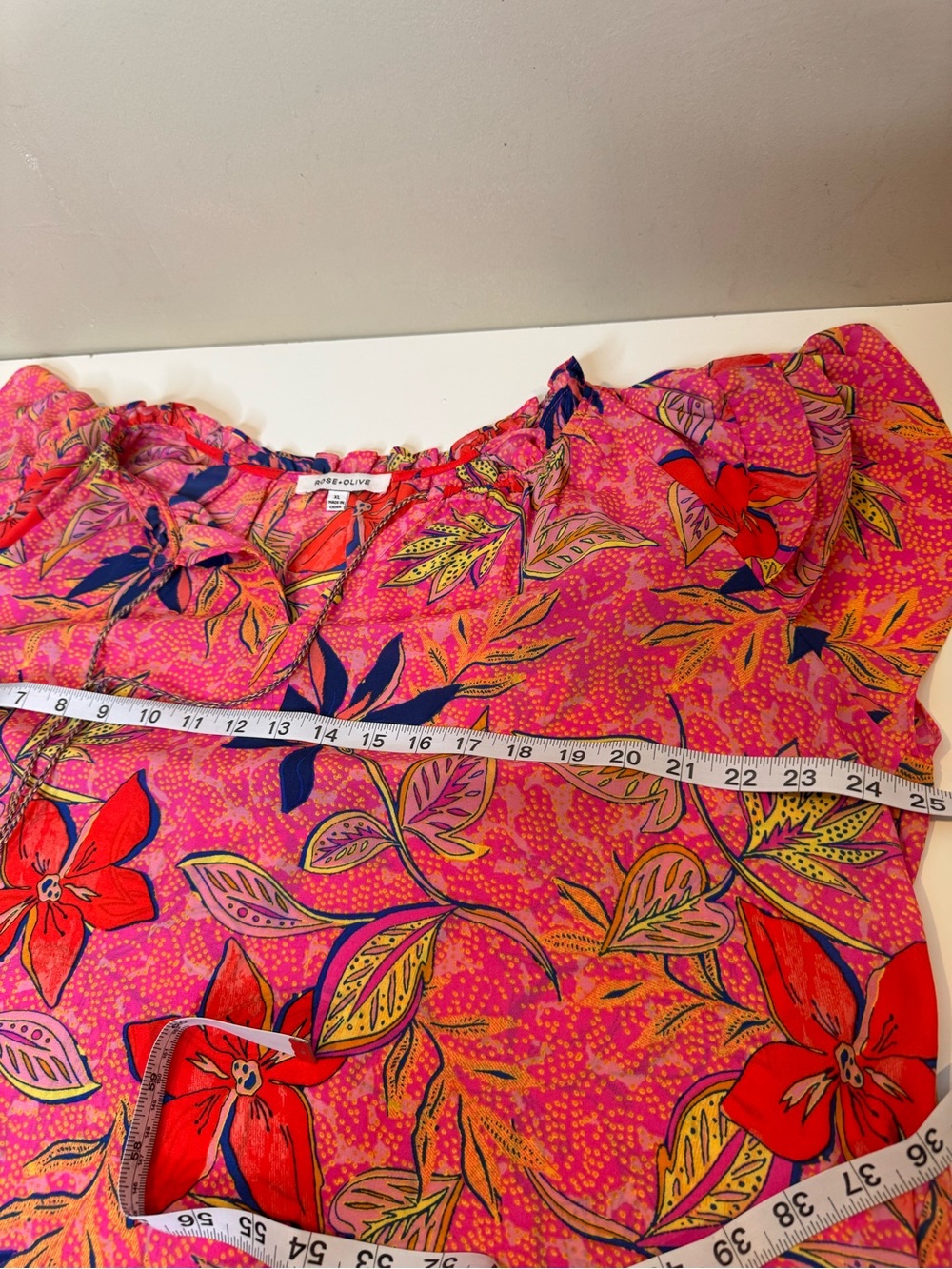 Rose + Olive Floral Matching Set Pink Blouse Size XL & Pants Size L - Picture 8 of 16